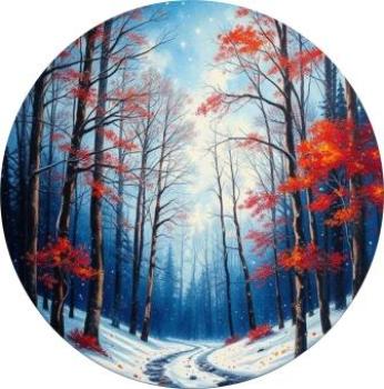 Ölgemälde rund groß winterlandschaft  kunst kaufen onlinel